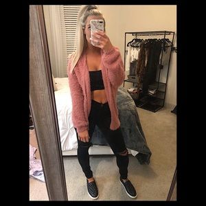 Pink Fuzzy Cardigan - SOLD